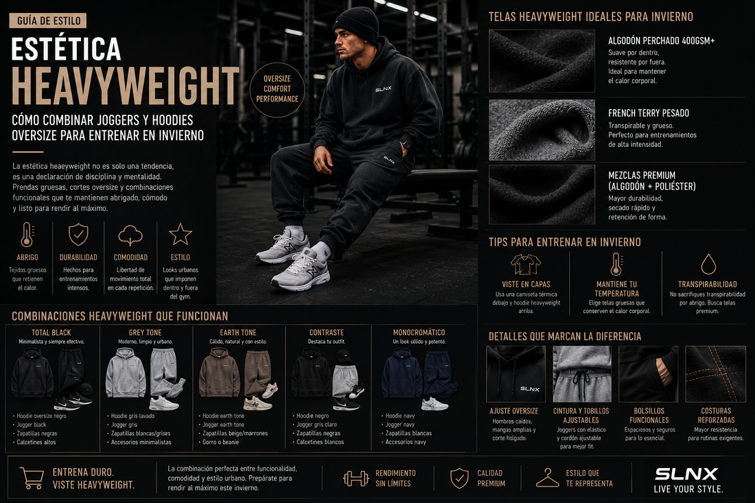 Estética Heavyweight: Cómo combinar joggers y hoodies oversize para entrenar en invierno