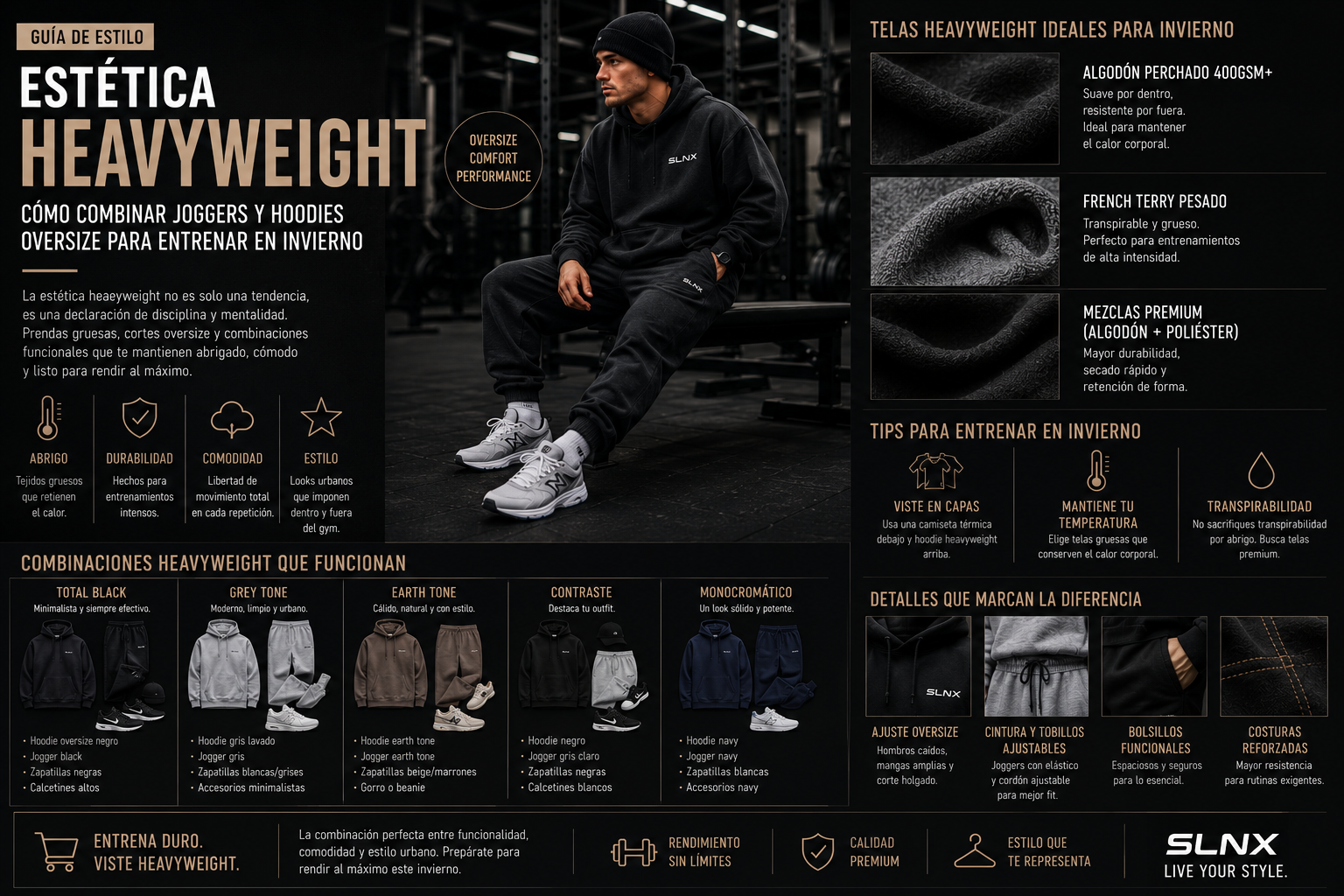 Estética Heavyweight: Cómo combinar joggers y hoodies oversize para entrenar en invierno