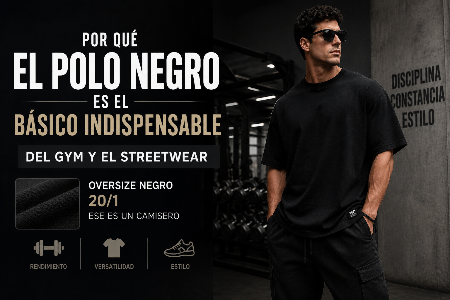 Por qué el polo negro es el básico indispensable del gym y el streetwear