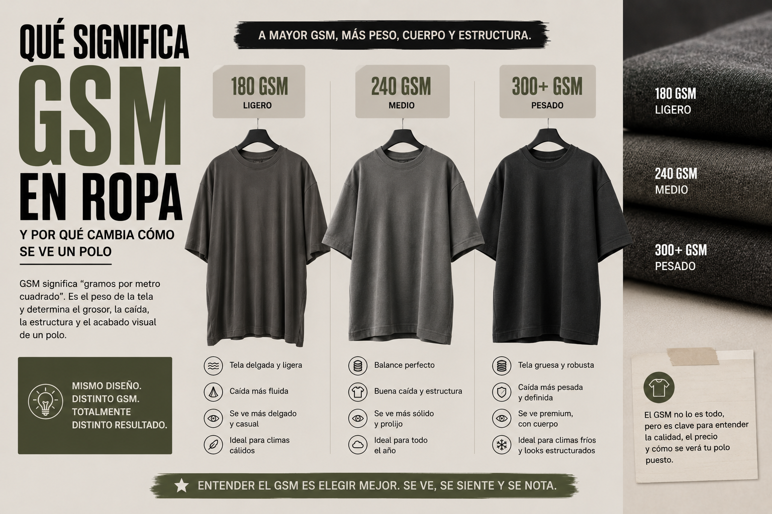 Qué significa GSM en ropa y por qué cambia cómo se ve un polo