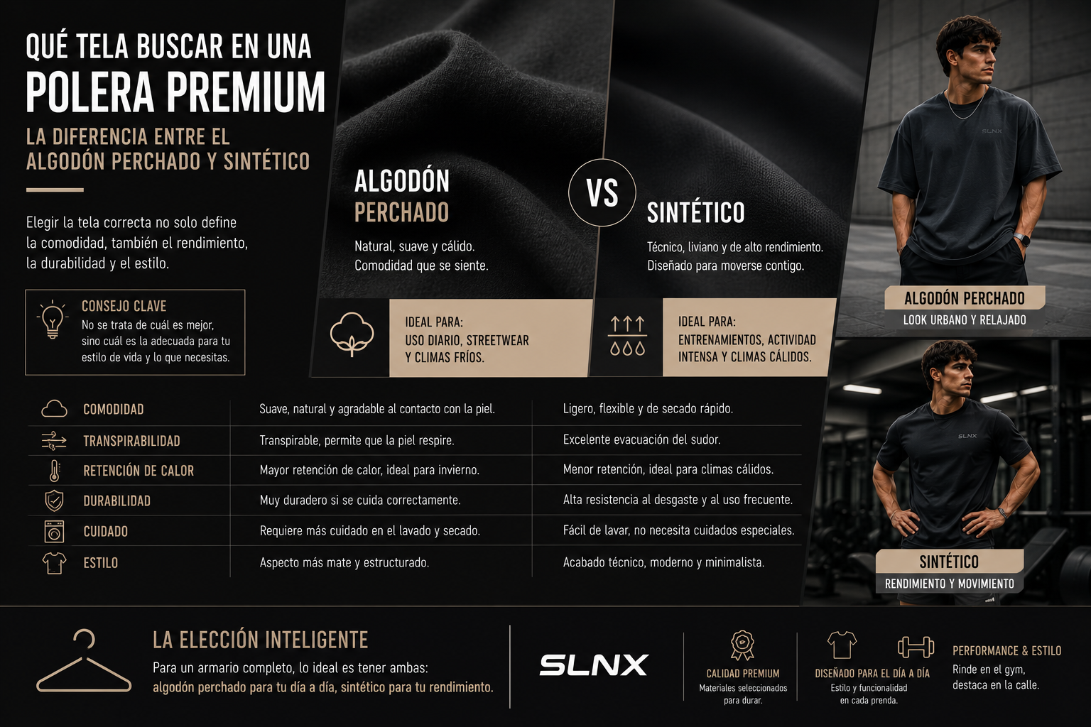 Qué tela buscar en una polera premium: La diferencia entre el algodón perchado y sintético