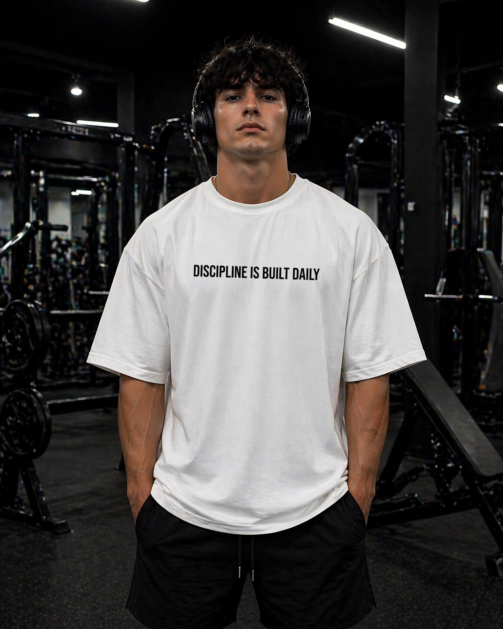 Polo Oversize 20/1 gym con frases "NO ONE IS COMING"