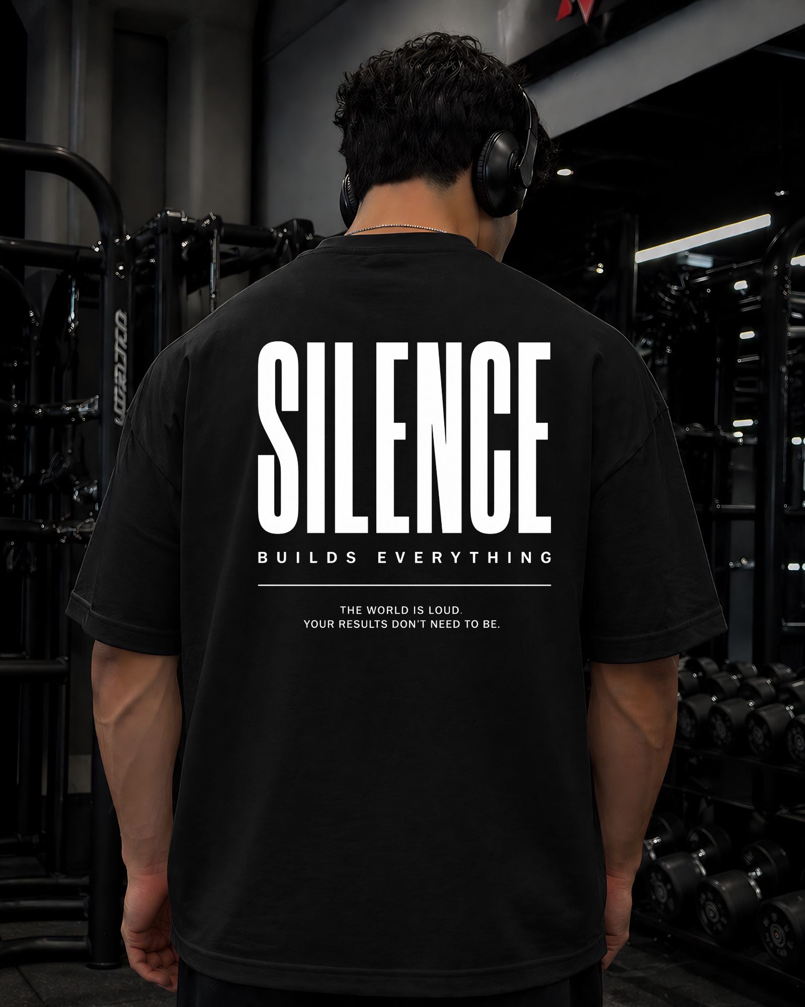 Polo Oversize Gym con frase “SILENCE”
