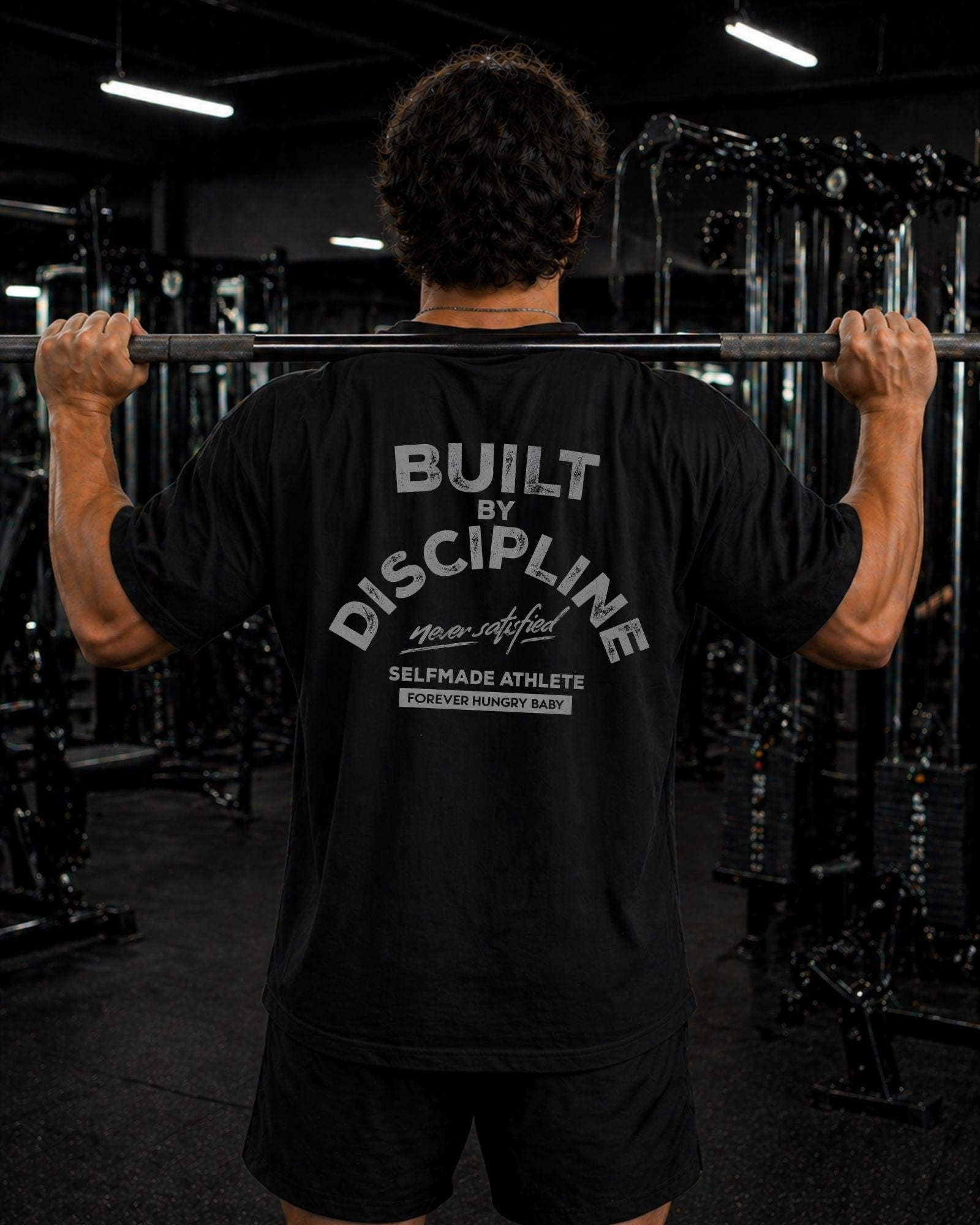 Polo Oversize Gym con frase “BUILT BY DISCIPLINE”