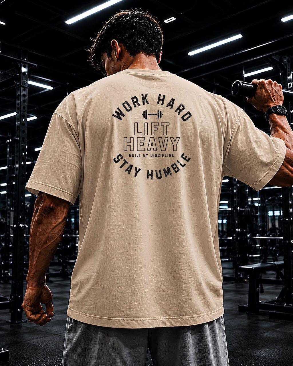 modelo usando un polo oversize gym para hombre