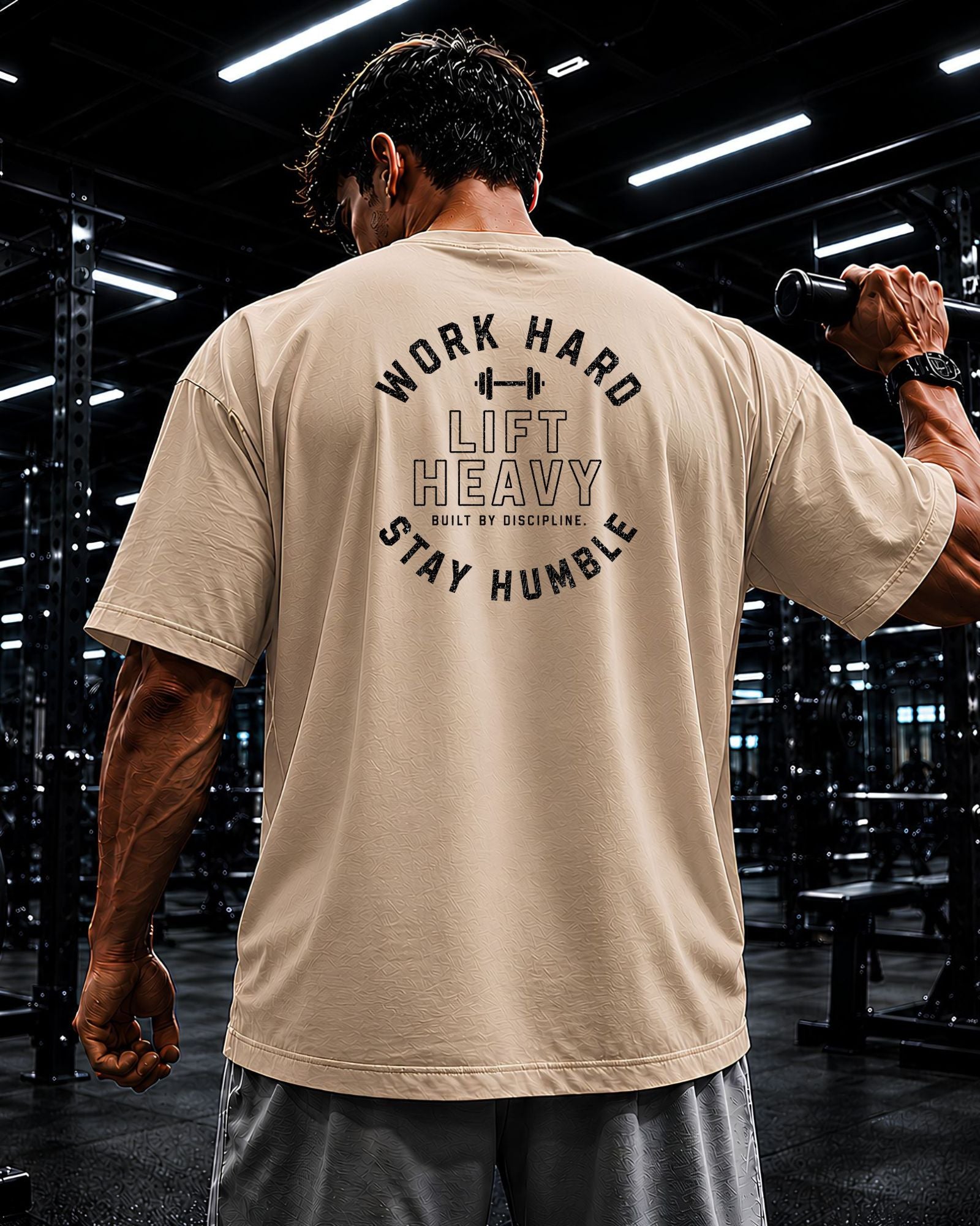modelo usando un polo oversize gym para hombre