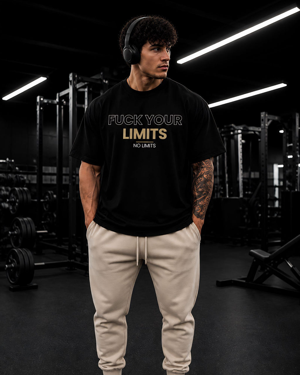 POLO OVERSIZE GYM COLOR NEGRO COMPLETO