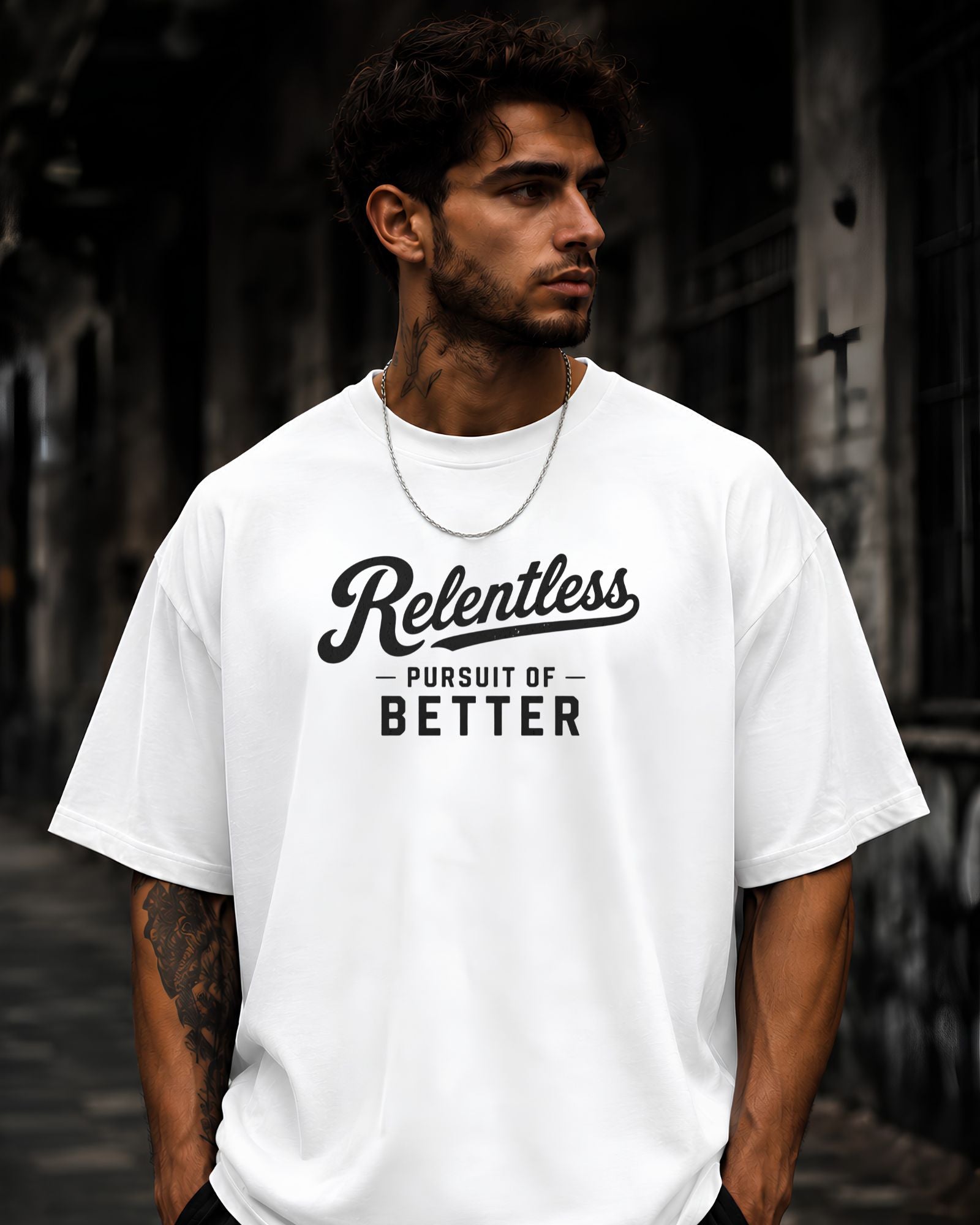 Polo oversized heavyweight RELENTLESS PURSUIT OF BETTER estilo athletic streetwear COLOR BLANCO