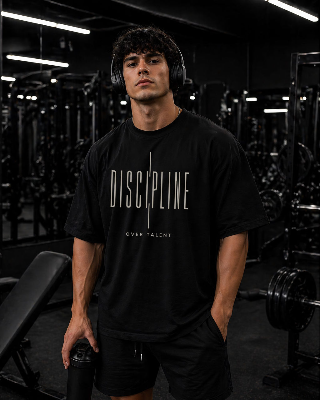 Oversized gymwear DISCIPLINE OVER TALENT diseñado en Perú