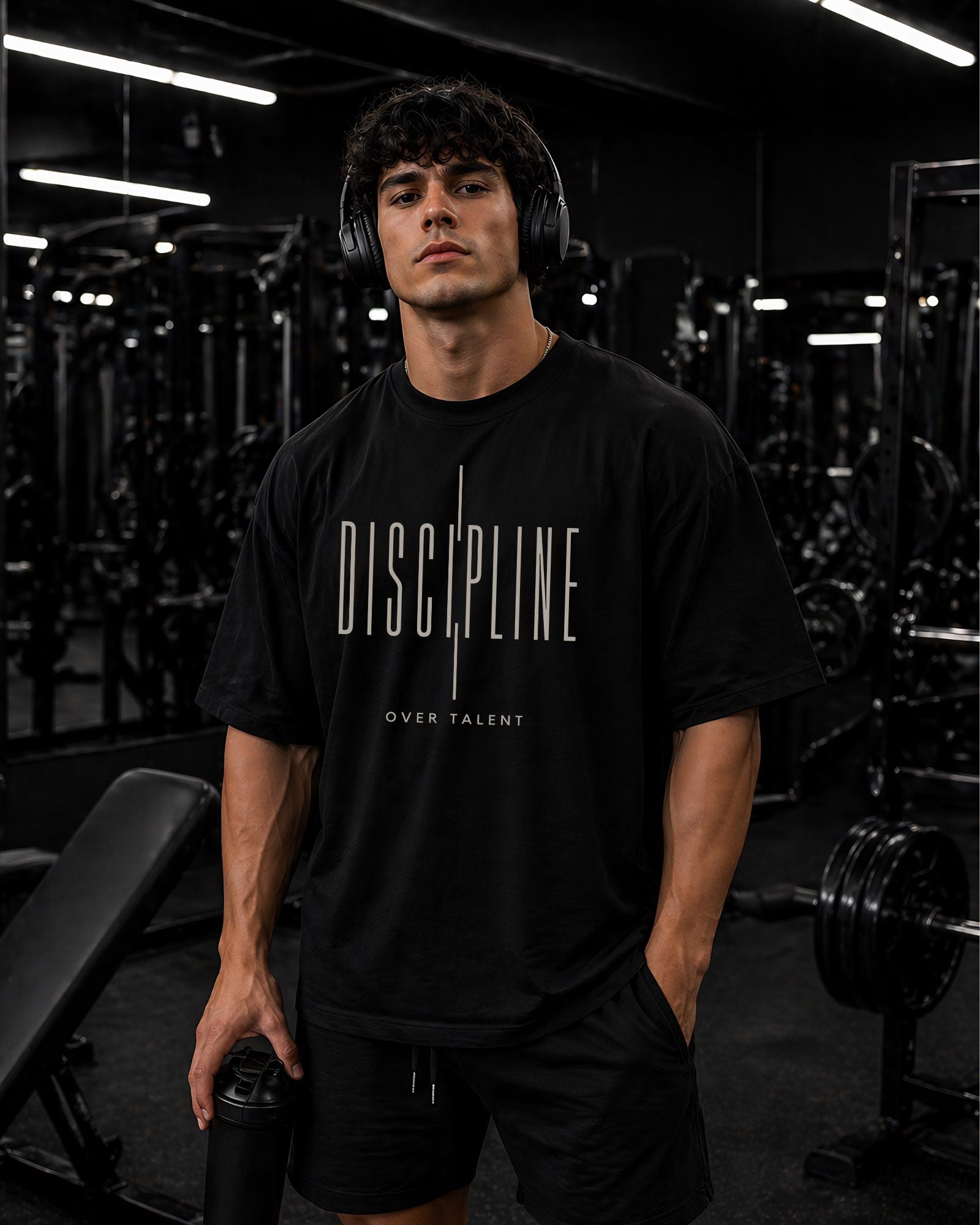 Oversized gymwear DISCIPLINE OVER TALENT diseñado en Perú