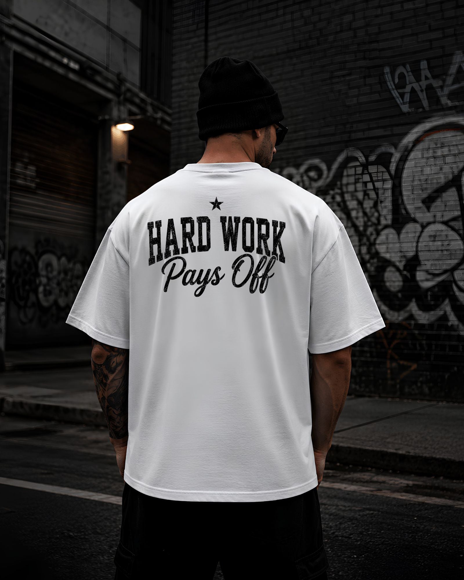 Polo oversized heavyweight HARD WORK PAYS OFF para gym y streetwear confeccionado en algodón premium 20/1