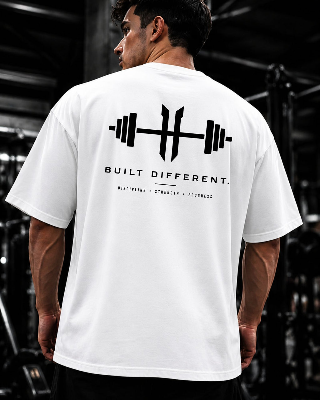 polo oversize 20/1 gym built different color blanco 
