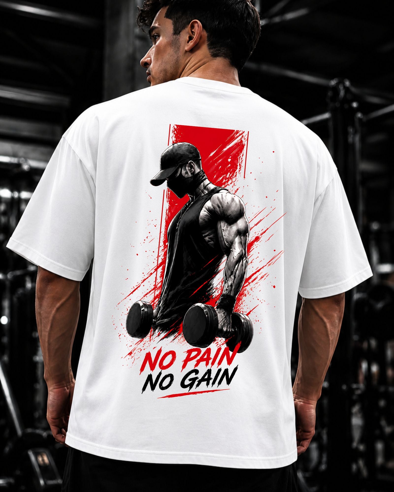 Polo Oversize Gym Estampado – “NO PAIN NO GAIN”