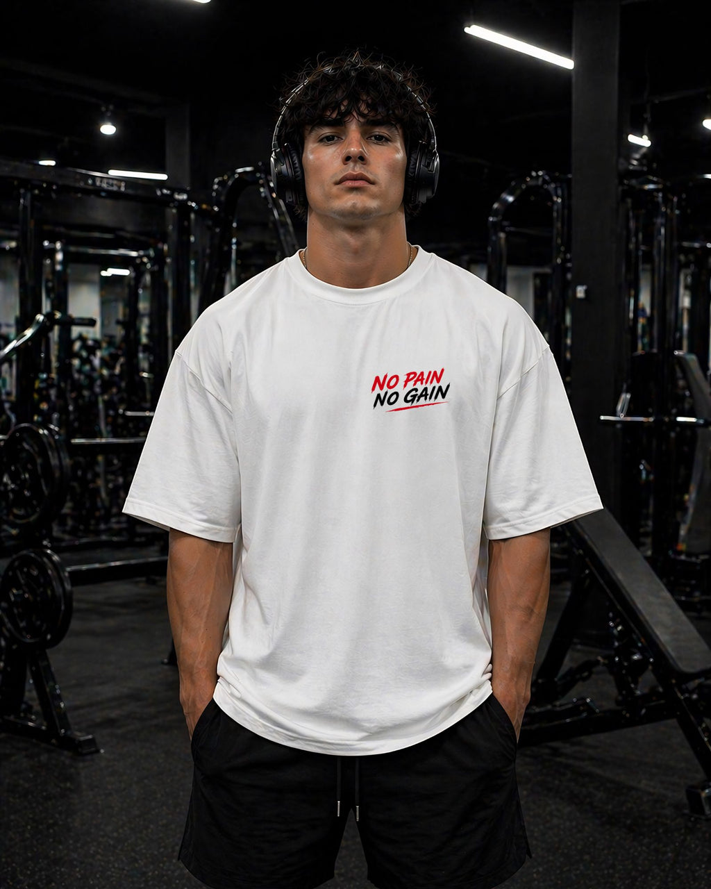 Polo Oversize Gym Estampado – “NO PAIN NO GAIN”