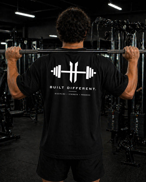 polo oversize para gym color negro espalda