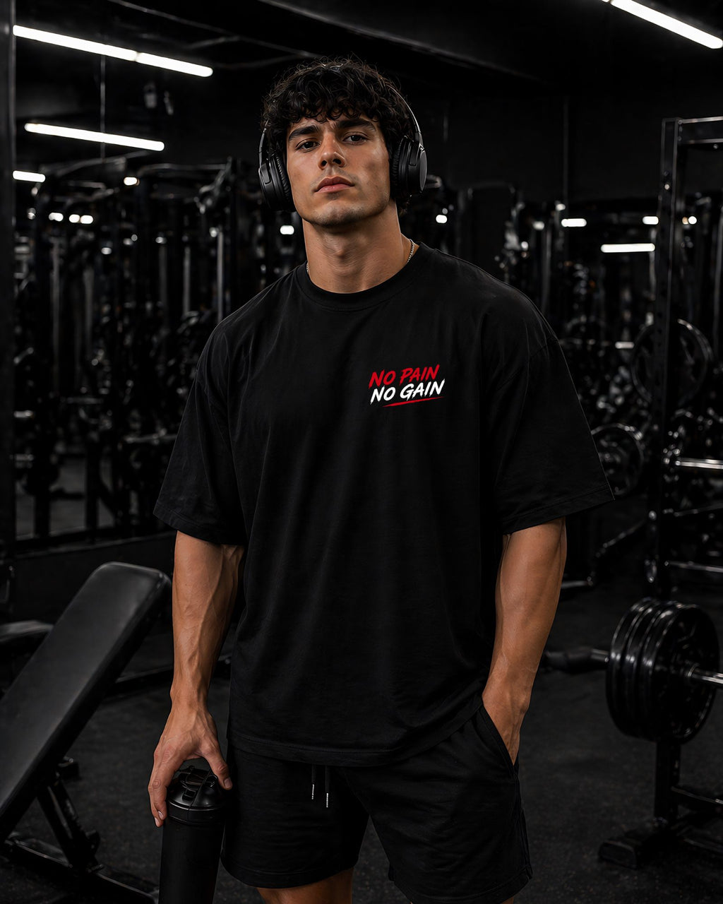 Polo Oversize Gym Estampado – “NO PAIN NO GAIN”