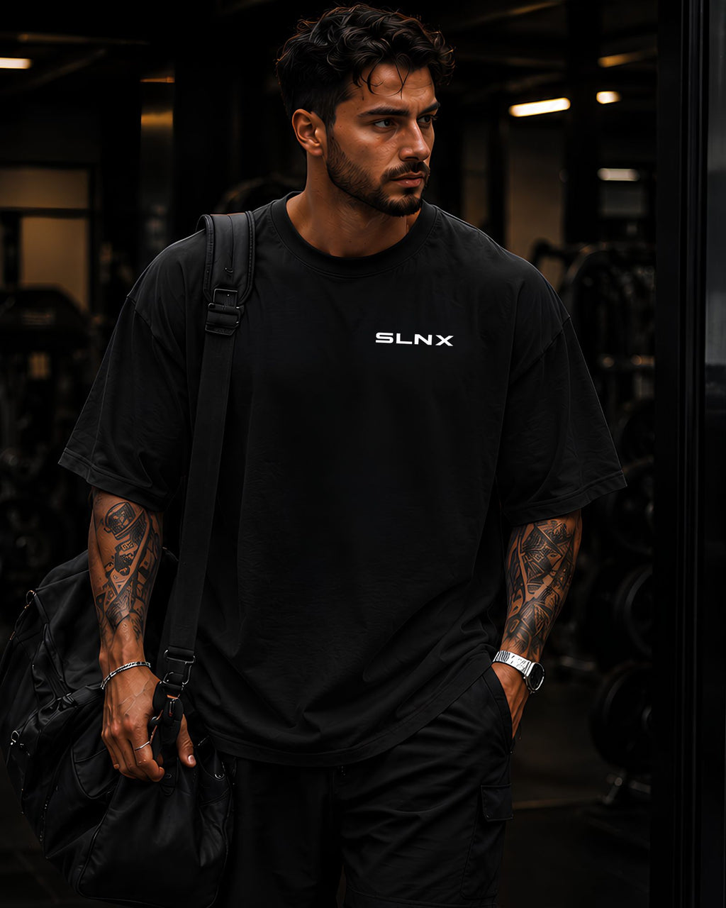 Polo oversized heavyweight RESILIENCE estilo athletic streetwear color negro