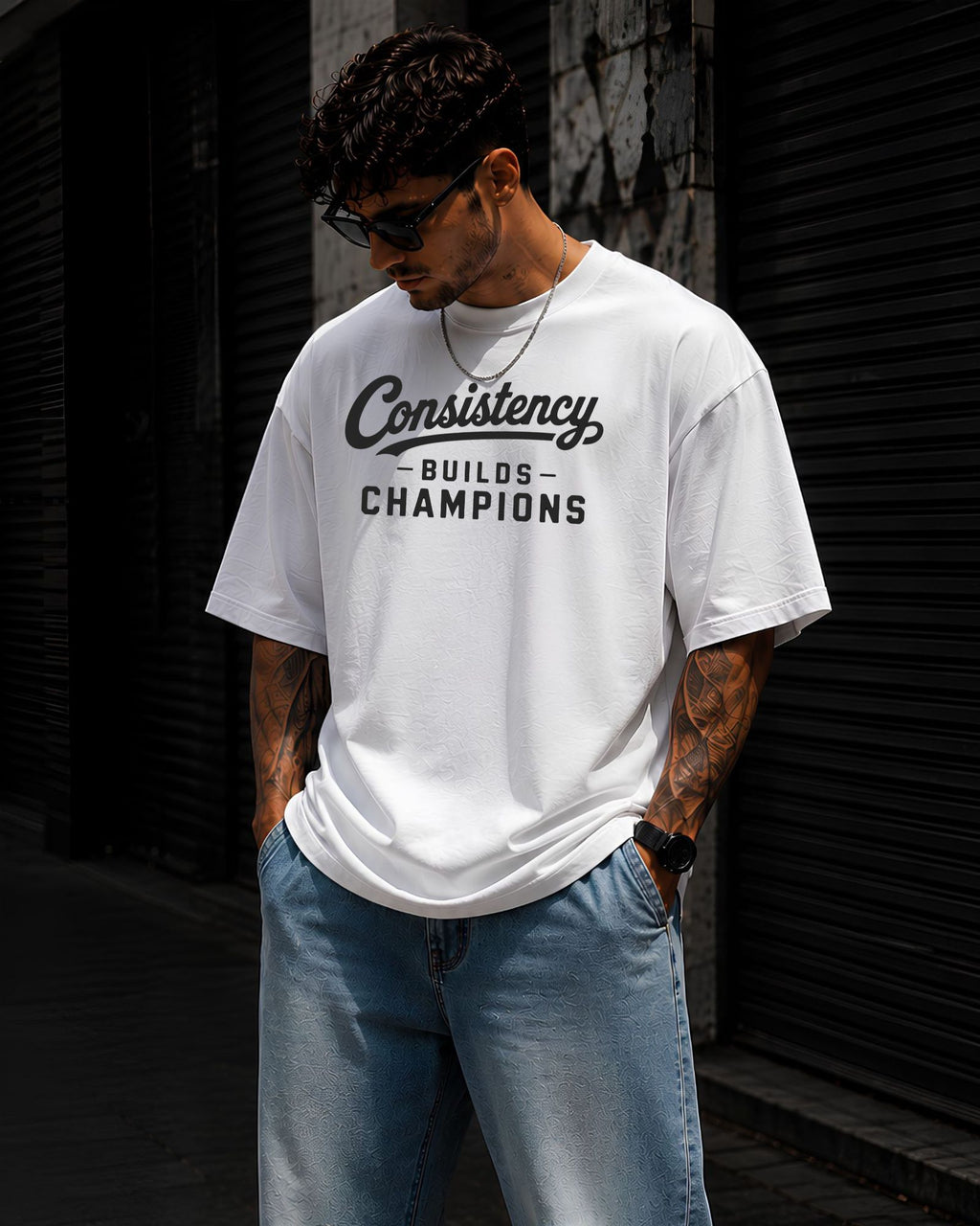 CONSISTENCY BUILDS CHAMPIONS Heavyweight Oversized Tee