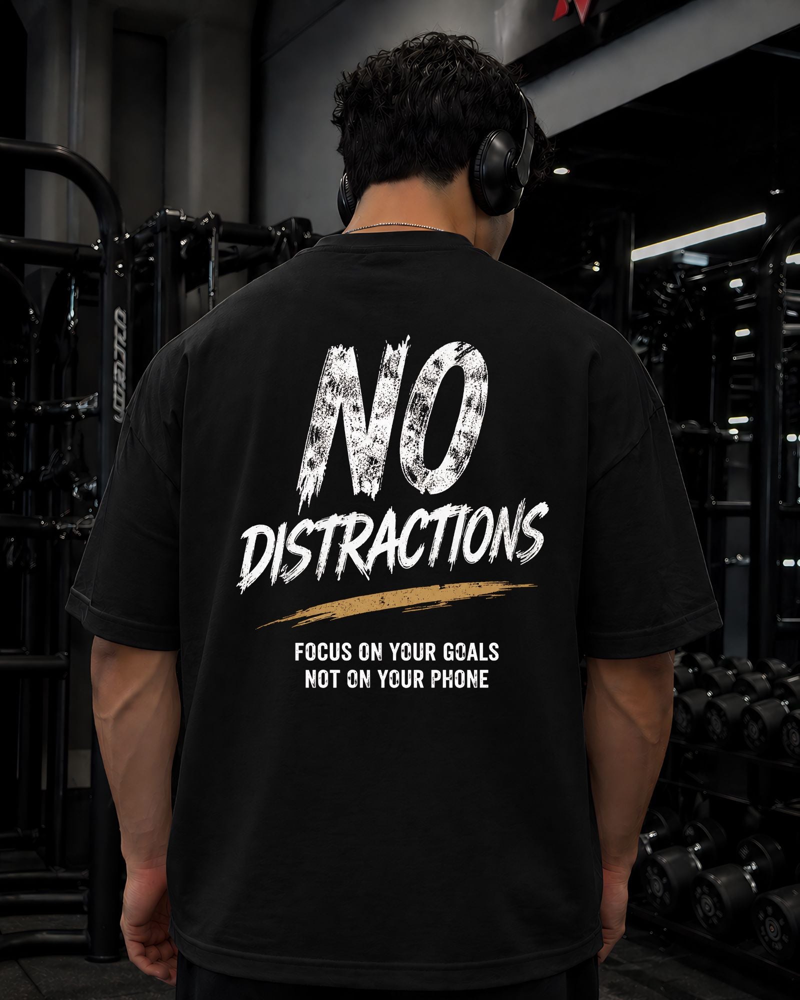 Polo Oversize Gym Minimalista – “NO DISTRACTIONS”