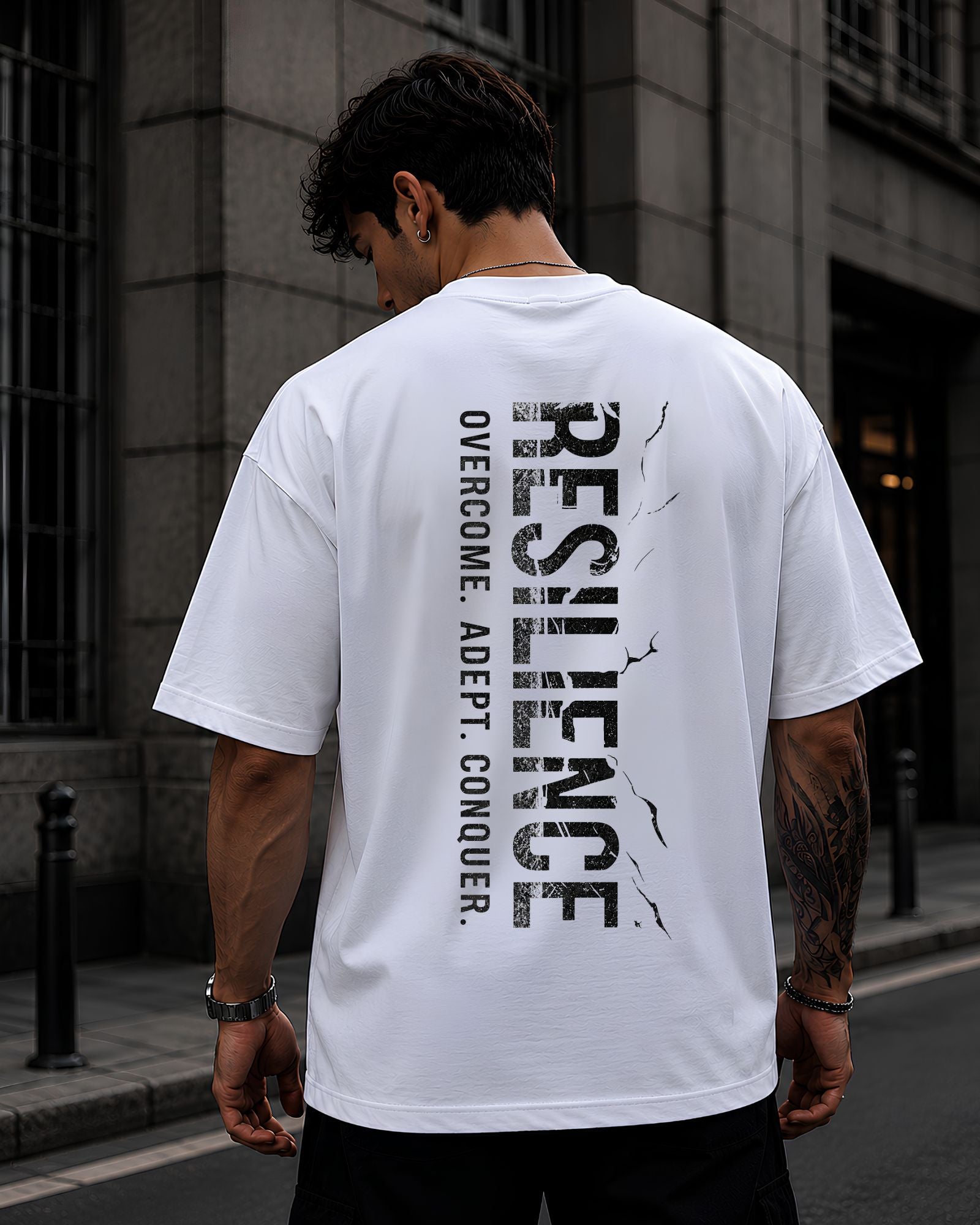 Polo oversized heavyweight RESILIENCE estilo athletic streetwear color blanco