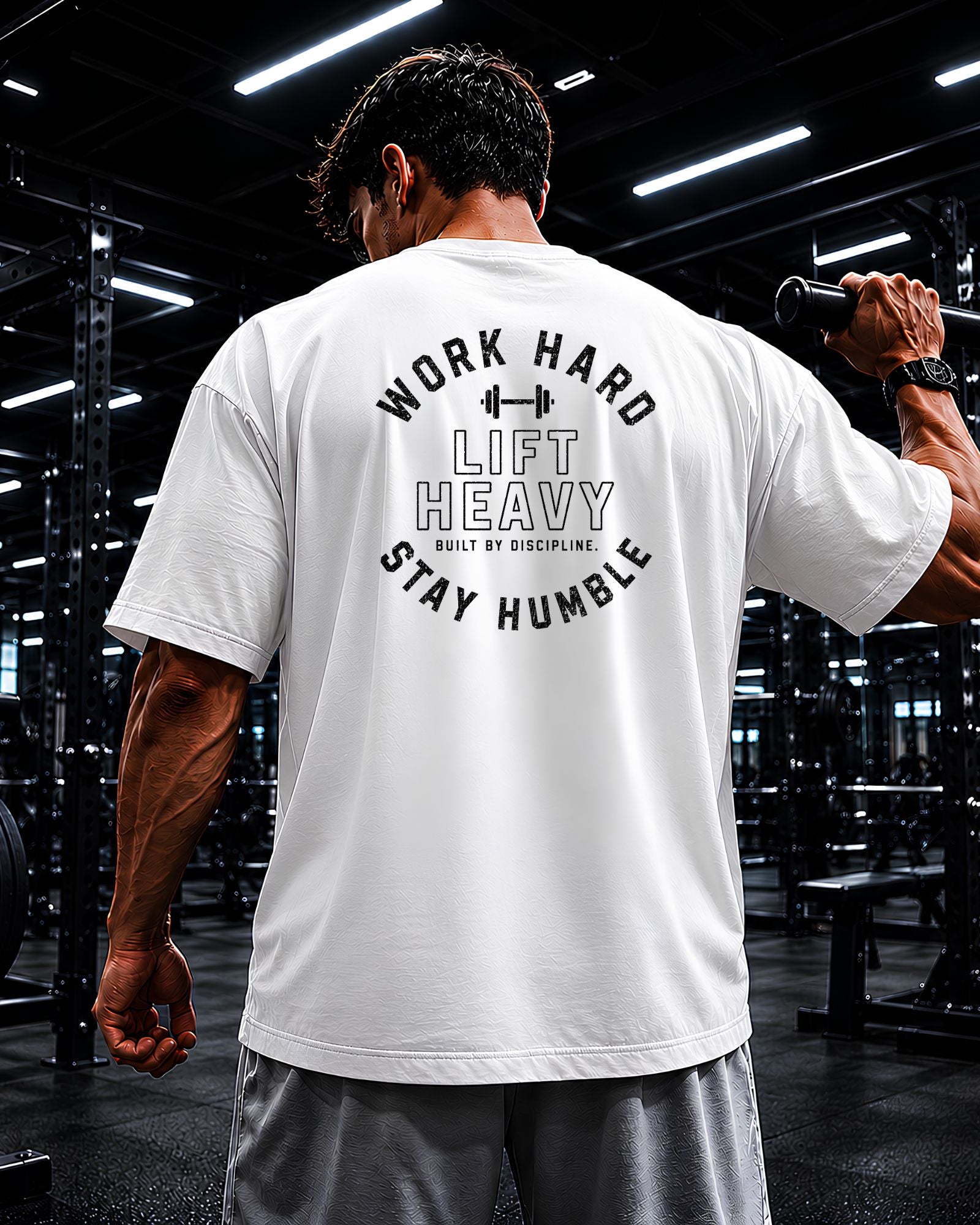 Polo oversize heavyweight WORK HARD STAY HUMBLE para gym y streetwear confeccionado en algodón premium 20/1